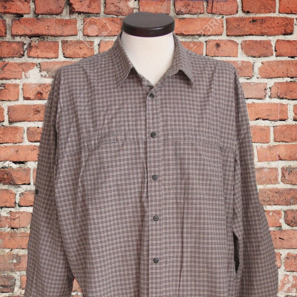 GH Bass Shirt Mesh Collar Brown Plaid Size XXL